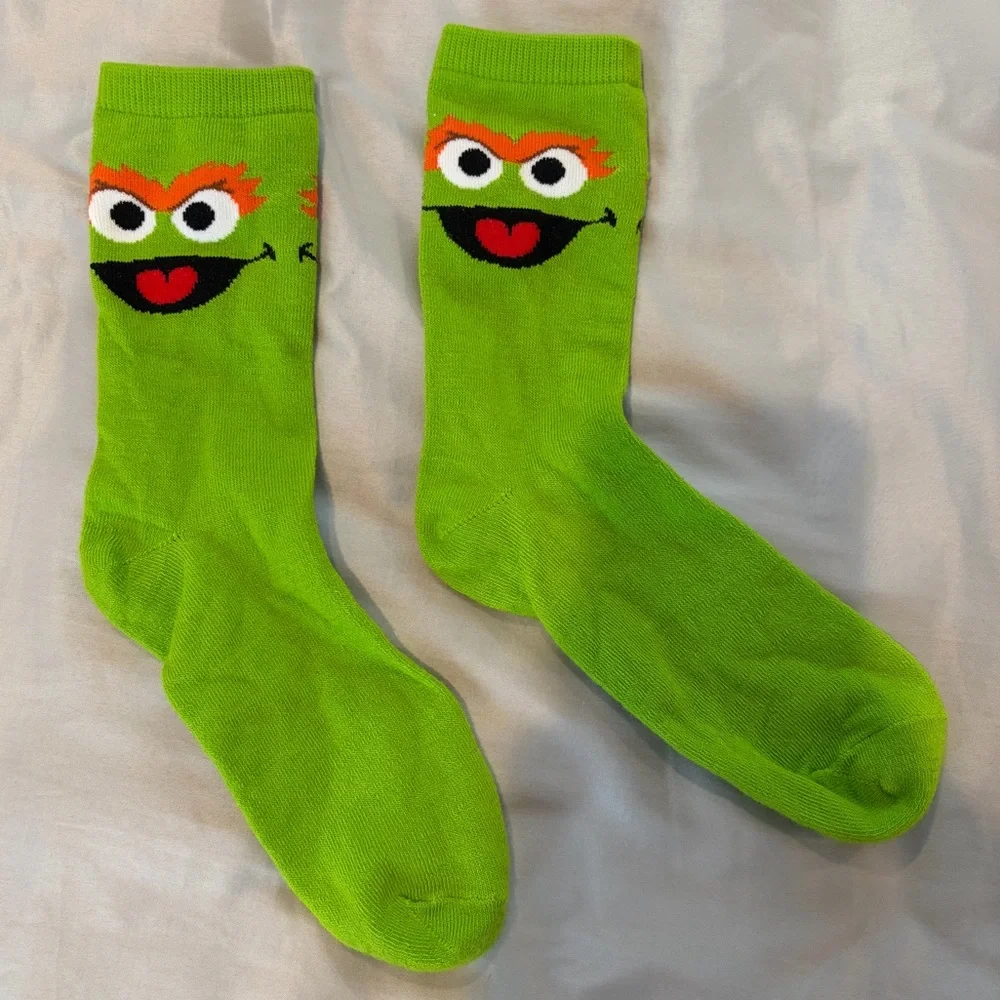 Green Oscar The Grouch Crew Socks